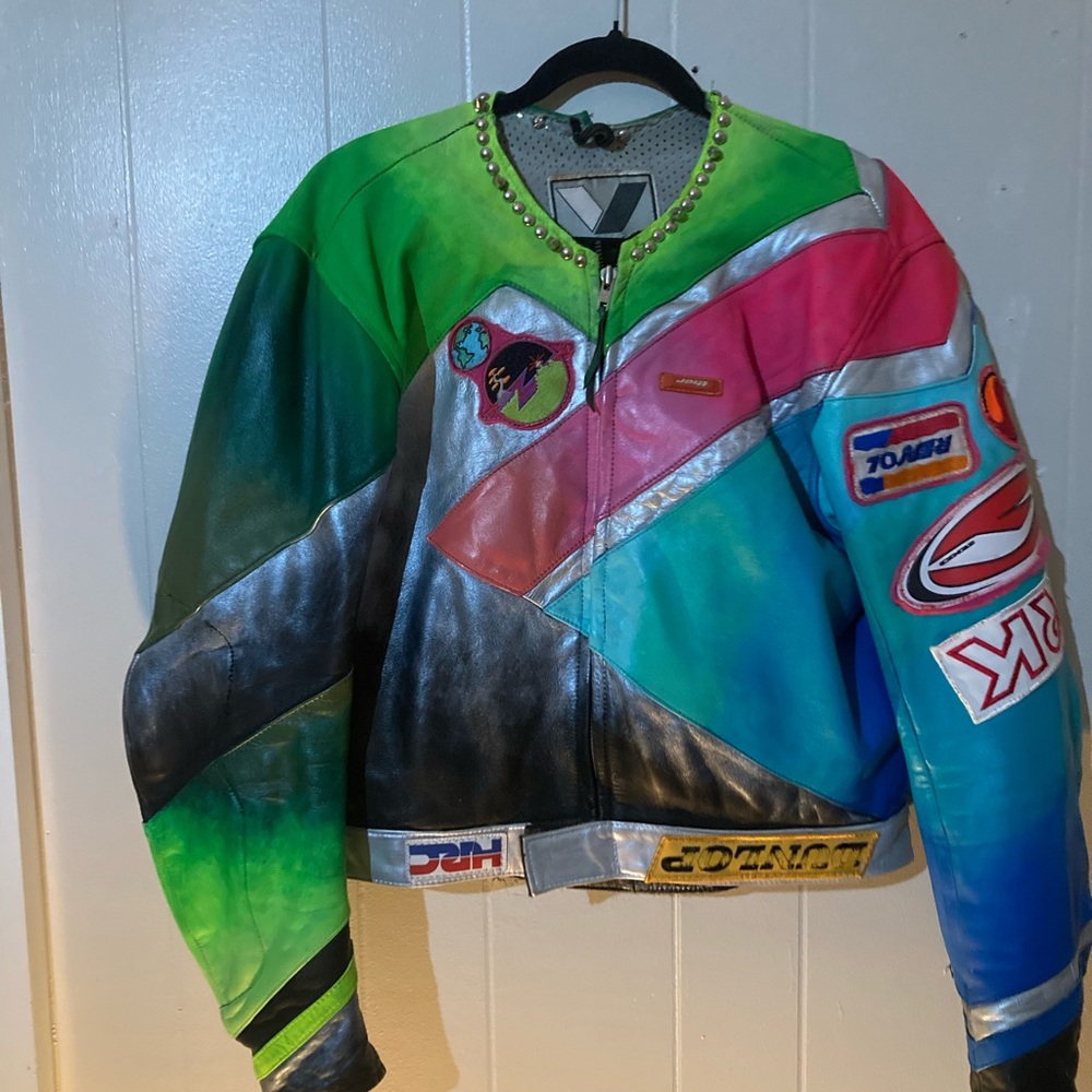 Colorful Moto Jacket with Patches